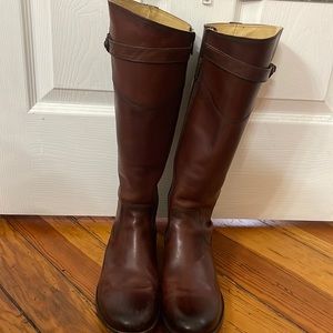 Frye Molly Button Riding Boots Brown Redwood Leather 3476111 Sz 8.5B Side Zip